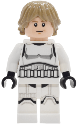 Luke Skywalker - Stormtrooper Outfit, Printed Legs, Dark Tan Hair, Smile with Crease / Frown