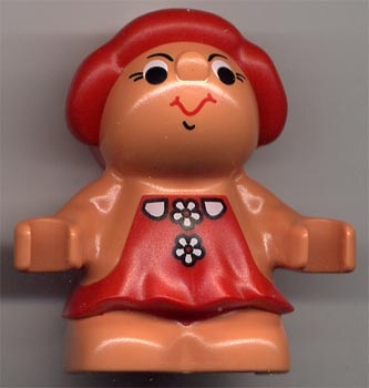 Duplo Figure Little Forest Friends, Female, Red Dress with White Flowers and Collar Pattern (Lolly Strawberry) (4142300)