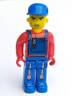 Tractor Driver With Blue Overalls, Red Shirt, Plain Blue Cap, Beard Stubble (4214808)