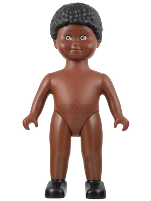 Duplo Figure Doll, Large, without Clothes, Black Coiled Hair, Reddish Brown Body (6078081)