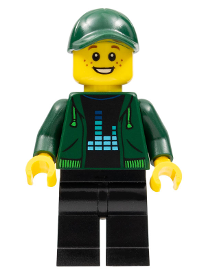 Photographer - Male, Dark Green Hoodie, Black Legs, Dark Green Cap