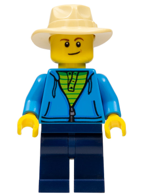 Fisherman, Dark Azure Jacket, Dark Blue Legs, Tan Fedora  Hat