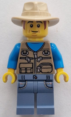 Passenger - Male, Dark Tan Vest over Dark Azure Shirt, Sand Blue Legs with Pockets, Tan Fedora Hat