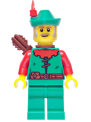 Forest Stronghold Forestman - Red, Green Hat, Red Feather, Quiver, Sideburns