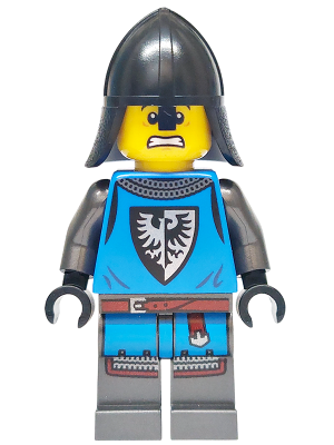Forest Stronghold Black Falcon Soldier - Male, Pearl Dark Gray Detailed Legs, Helmet with Neck Protector