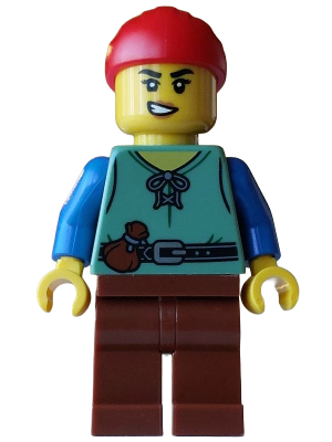 Pirate - Female, Sand Green Vest, Reddish Brown Legs, Red Bandana