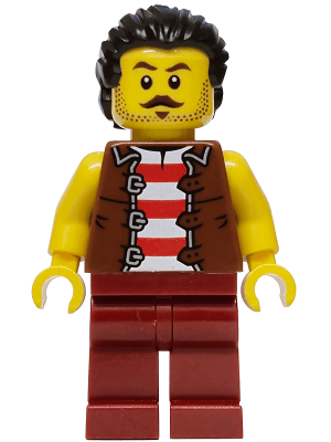Privateer Frigate Fortuna Sailor - Male, Reddish Brown Vest over Red and White Striped Shirt, Dark Red Legs, Black Hair