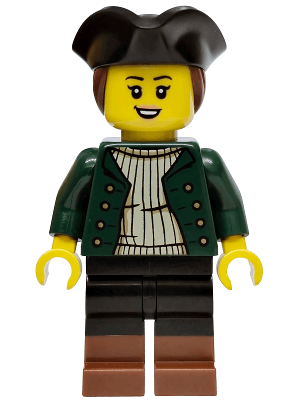 Privateer Frigate Fortuna Boatswain - Female, Dark Green Jacket, Black Legs with Reddish Brown Boots, Black Tricorne, Reddish Brown Hair