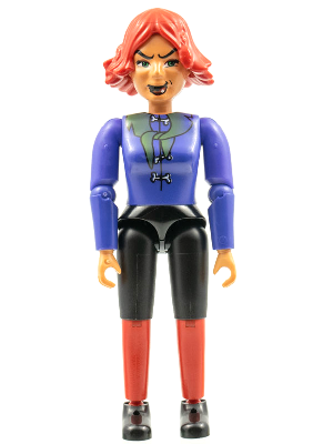 Belville Female, Adult Woman (Witch) - Black Shorts, Violet Top with Bones and Neckerchief Pattern, Red Hair, Black Shoes (4140035)