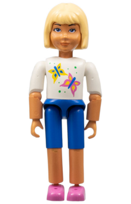 Belville Female - Blue Shorts, White Shirt with Butterflies Pattern, Light Yellow Hair