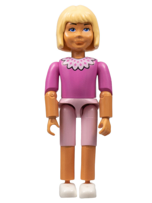 Belville Female, Child Girl  - Pink Shorts, Dark Pink Top with Lace Collar Pattern, Very Light Orange Hair, White Shoes (75755)