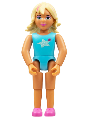 Belville Female, Child Girl (Pop Star) - Sky Blue Top with Stars Pattern, Light Yellow Hair with Dark Pink Streaks, Dark Pink Shoes (4220982)