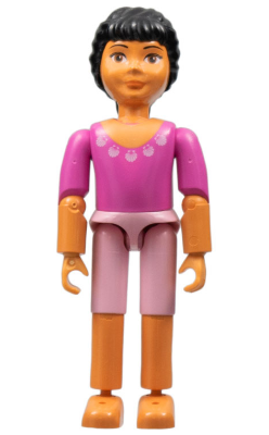 Belville Female, Child Girl  - Pink Shorts, Dark Pink Top with Seashells Pattern, Black Hair (4114474)