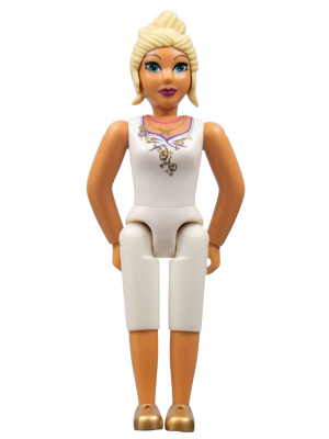 Belville Female, Adult Woman - White Shorts, White Top with Gold Filigree Pattern, Light Yellow Hair, Gold Shoes (4519435)