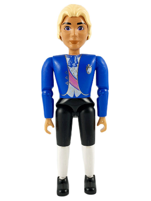 Belville Male, Adult Man (Prince / Groom) - Black Shorts, Blue Top with Vest and Sash Pattern, Very Light Orange Hair, Black Shoes (4129896)