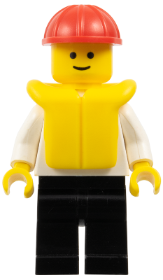 Boat Worker - Torso with Anchor, Black Legs, Red Construction Helmet, Life Jacket