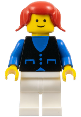 Shirt with 3 Buttons - Blue, White Legs, Red Pigtails Hair