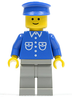 Shirt with 6 Buttons - Blue, Light Gray Legs, Blue Hat
