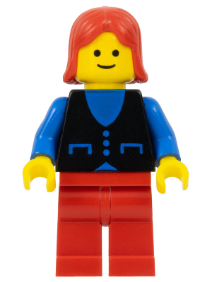 Shirt with 3 Buttons - Blue, Red Legs, Red Female Hair