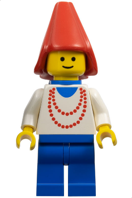 Maiden with Necklace - Blue Legs, Cape, Red Cone Hat, Blue Plastic Cape