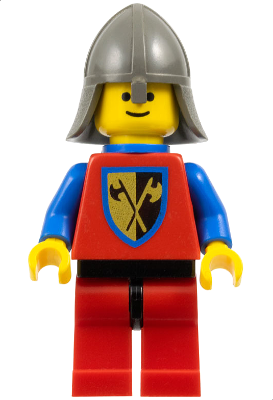 Crusader Axe - Red Legs with Black Hips, Dark Gray Neck-Protector, Blue Plastic Cape