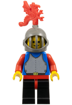 Breastplate - Blue with Red Arms, Black Legs with Red Hips, Dark Gray Grille Helmet, Red Plume Dragon