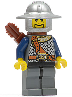 Fantasy Era - Crown Knight Scale Mail with Chest Strap, Helmet with Broad Brim, 3 Spots under Left Eye, Quiver