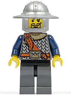 Fantasy Era - Crown Knight Scale Mail with Chest Strap, Helmet with Broad Brim, Curly Eyebrows and Goatee