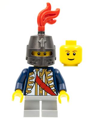 Red Sash, Helmet Closed, Light Bluish Gray Legs Short, Reddish Brown Eyebrows