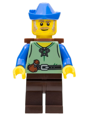 Peasant - Male, Dark Brown Legs, Blue Hat, D-Basket
