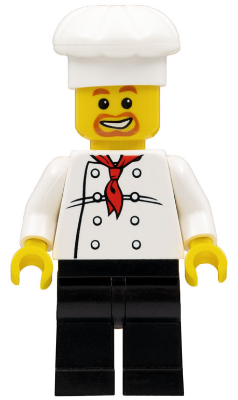 Chef - White Torso with 8 Buttons, Black Legs, Beard Around Mouth