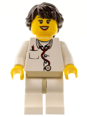 Doctor - Lab Coat Stethoscope and Thermometer, White Legs with Tan Hips, Long French Braided Female Hair (5002146)