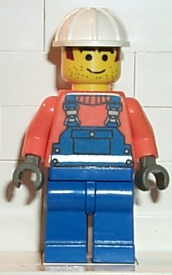 Overalls with Safety Stripe Blue, White Construction Helmet