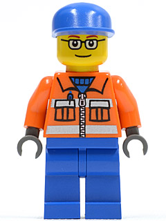 Ground Crew - Orange Zipper, Safety Stripes, Orange Arms, Blue Legs, Blue Cap, Glasses