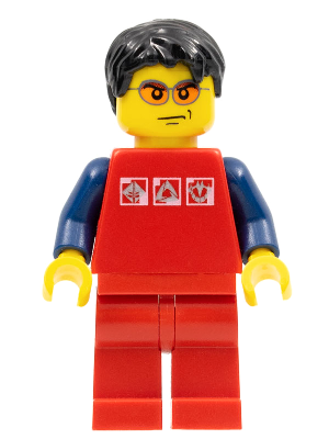 Red Shirt with 3 Silver Logos, Dark Blue Arms, Red Legs
