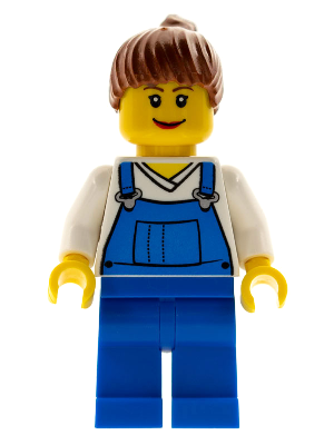 Farm Hand, Female, Overalls Blue over V-Neck Shirt