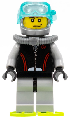 Diver, Flippers, Stubble Beard and Moustache and Sideburns, Scuba Tank