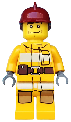 Fire - Bright Light Orange Fire Suit with Utility Belt, Dark Red Fire Helmet