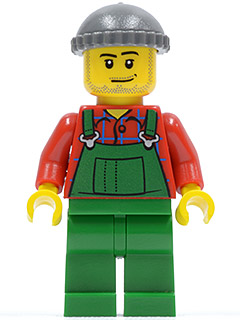 Overalls Farmer Green, Dark Bluish Gray Knit Cap