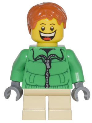Winter Jacket Zipper, Tan Short Legs, Dark Orange Short Tousled Hair