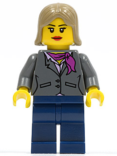 Dark Bluish Gray Jacket with Magenta Scarf, Dark Blue Legs, Dark Tan Female Hair