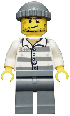 Police - Jail Prisoner 86753 Prison Stripes, Dark Bluish Gray Knit Cap