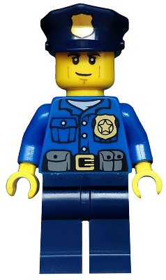 Police - City Officer, Gold Badge, Police Hat, Cheek Lines