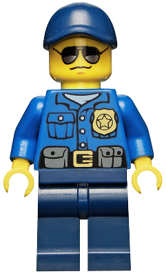 Police - City Officer, Gold Badge, Dark Blue Cap with Hole, Sunglasses