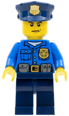 Police - City Officer, Gold Badge, Police Hat, Scowl