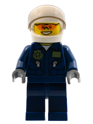 Swamp Police - Helicopter Pilot, Dark Blue Flight Suit with Badge, Helmet, Plain Hips and Legs
