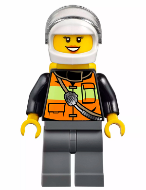 Fire - Reflective Stripe Vest with Pockets and Shoulder Strap, White Helmet, Yellow Air Tanks, Dark Orange Lips