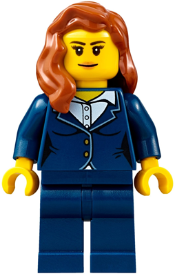 Businesswoman - Dark Blue Pants Suit, Nougat Lips, Dark Orange Female Hair over Shoulder