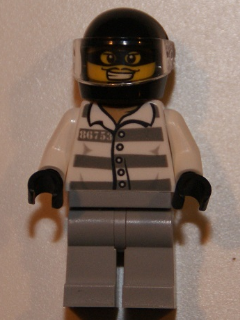 Police - Jail Prisoner 86753 Prison Stripes, Black Helmet with Visor