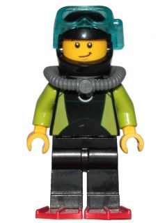 Coast Guard City - Diver, Black Wetsuit with White Logo